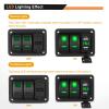 imageGOOACC 3 Gang Rocker Switch Panel Blue Backlit with 48 Amp Dual USB Charger Voltmeter Waterproof 12V 24V DC Rocker Switch with Night Glow Stickers for Car Trucks Boats RVs2 Years WarrantyGreen