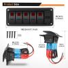 imageGOOACC 3 Gang Rocker Switch Panel Blue Backlit with 48 Amp Dual USB Charger Voltmeter Waterproof 12V 24V DC Rocker Switch with Night Glow Stickers for Car Trucks Boats RVs2 Years WarrantyRed