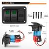 imageGOOACC 3 Gang Rocker Switch Panel Blue Backlit with 48 Amp Dual USB Charger Voltmeter Waterproof 12V 24V DC Rocker Switch with Night Glow Stickers for Car Trucks Boats RVs2 Years WarrantyGreen