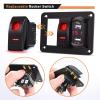 imageGOOACC 3 Gang Rocker Switch Panel Blue Backlit with 48 Amp Dual USB Charger Voltmeter Waterproof 12V 24V DC Rocker Switch with Night Glow Stickers for Car Trucks Boats RVs2 Years WarrantyRed