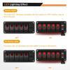 imageGOOACC 3 Gang Rocker Switch Panel Blue Backlit with 48 Amp Dual USB Charger Voltmeter Waterproof 12V 24V DC Rocker Switch with Night Glow Stickers for Car Trucks Boats RVs2 Years WarrantyRed