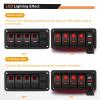 imageGOOACC 3 Gang Rocker Switch Panel Blue Backlit with 48 Amp Dual USB Charger Voltmeter Waterproof 12V 24V DC Rocker Switch with Night Glow Stickers for Car Trucks Boats RVs2 Years WarrantyRed