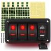 imageGOOACC 3 Gang Rocker Switch Panel Blue Backlit with 48 Amp Dual USB Charger Voltmeter Waterproof 12V 24V DC Rocker Switch with Night Glow Stickers for Car Trucks Boats RVs2 Years WarrantyRed
