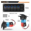 imageGOOACC 3 Gang Rocker Switch Panel Blue Backlit with 48 Amp Dual USB Charger Voltmeter Waterproof 12V 24V DC Rocker Switch with Night Glow Stickers for Car Trucks Boats RVs2 Years WarrantyBlue