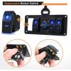 imageGOOACC 4 Gang Rocker Switch Panel with USB Charger Voltmeter Waterproof 12V 24V DC Rocker Switch with QC30 Dual USB Charger and Night Glow Stickers for Cars Trucks Boats RV2 Years Warranty