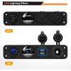 imageGOOACC 4 in 1 ON Off Charger Socket Panel Dual USB Power Outlet LED Voltmeter Cigarette Lighter Lighted Rocker Toggle Switches for Truck Car Marine Boats RV Blue Switch 157BBlue