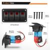 imageGOOACC 6 Gang Rocker Switch Panel 5Pin On Off Toggle Switch Aluminum Holder 12V 24V Dash PreWired Blue Backlit Switches for Automotive Cars Marine Boats RVs Truck 2 Years WarrantyRed