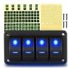 imageGOOACC 6 Gang Rocker Switch Panel 5Pin On Off Toggle Switch Aluminum Holder 12V 24V Dash PreWired Blue Backlit Switches for Automotive Cars Marine Boats RVs Truck 2 Years WarrantyBlue