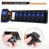 imageGOOACC 6 Gang Rocker Switch Panel 5Pin On Off Toggle Switch Aluminum Holder 12V 24V Dash PreWired Blue Backlit Switches for Automotive Cars Marine Boats RVs Truck 2 Years WarrantyBlue