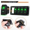 imageGOOACC 6 Gang Rocker Switch Panel 5Pin On Off Toggle Switch Aluminum Holder 12V 24V Dash PreWired Blue Backlit Switches for Automotive Cars Marine Boats RVs Truck 2 Years WarrantyGreen