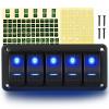 imageGOOACC 6 Gang Rocker Switch Panel 5Pin On Off Toggle Switch Aluminum Holder 12V 24V Dash PreWired Blue Backlit Switches for Automotive Cars Marine Boats RVs Truck 2 Years WarrantyBlue