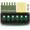imageGOOACC 6 Gang Rocker Switch Panel 5Pin On Off Toggle Switch Aluminum Holder 12V 24V Dash PreWired Blue Backlit Switches for Automotive Cars Marine Boats RVs Truck 2 Years WarrantyGreen