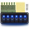 imageGOOACC 6 Gang Rocker Switch Panel 5Pin On Off Toggle Switch Aluminum Holder 12V 24V Dash PreWired Blue Backlit Switches for Automotive Cars Marine Boats RVs Truck 2 Years WarrantyBlue