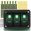 imageGOOACC 6 Gang Rocker Switch Panel 5Pin On Off Toggle Switch Aluminum Holder 12V 24V Dash PreWired Blue Backlit Switches for Automotive Cars Marine Boats RVs Truck 2 Years WarrantyGreen