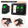 imageGOOACC 6 Gang Rocker Switch Panel 5Pin On Off Toggle Switch Aluminum Holder 12V 24V Dash PreWired Blue Backlit Switches for Automotive Cars Marine Boats RVs Truck 2 Years WarrantyGreen