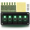 imageGOOACC 6 Gang Rocker Switch Panel 5Pin On Off Toggle Switch Aluminum Holder 12V 24V Dash PreWired Blue Backlit Switches for Automotive Cars Marine Boats RVs Truck 2 Years WarrantyGreen