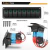 imageGOOACC 6 Gang Rocker Switch Panel 5Pin On Off Toggle Switch Aluminum Holder 12V 24V Dash PreWired Blue Backlit Switches for Automotive Cars Marine Boats RVs Truck 2 Years WarrantyGreen