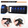 imageGOOACC 6 Gang Rocker Switch Panel 5Pin On Off Toggle Switch Aluminum Holder 12V 24V Dash PreWired Blue Backlit Switches for Automotive Cars Marine Boats RVs Truck 2 Years WarrantyBlue