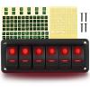imageGOOACC 6 Gang Rocker Switch Panel 5Pin On Off Toggle Switch Aluminum Holder 12V 24V Dash PreWired Blue Backlit Switches for Automotive Cars Marine Boats RVs Truck 2 Years WarrantyRed