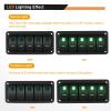 imageGOOACC 6 Gang Rocker Switch Panel 5Pin On Off Toggle Switch Aluminum Holder 12V 24V Dash PreWired Blue Backlit Switches for Automotive Cars Marine Boats RVs Truck 2 Years WarrantyGreen