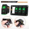 imageGOOACC 6 Gang Rocker Switch Panel 5Pin On Off Toggle Switch Aluminum Holder 12V 24V Dash PreWired Blue Backlit Switches for Automotive Cars Marine Boats RVs Truck 2 Years WarrantyGreen