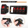 imageGOOACC 6 Gang Rocker Switch Panel 5Pin On Off Toggle Switch Aluminum Holder 12V 24V Dash PreWired Blue Backlit Switches for Automotive Cars Marine Boats RVs Truck 2 Years WarrantyRed