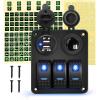 imageGOOACC  Gang Rocker Switch Panel with USB Charger and Cigar Lighter 12V 24V Toggle Switch ON Off Rocker Switch Blue with Night Glow Stickers for Cars Rvs Trucks2 Years WarrantyBlue