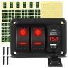 imageGOOACC 3 Gang Rocker Switch Panel Blue Backlit with 48 Amp Dual USB Charger Voltmeter Waterproof 12V 24V DC Rocker Switch with Night Glow Stickers for Car Trucks Boats RVs2 Years WarrantyRed