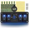 imageGOOACC 4 Gang Rocker Switch Panel with USB Charger Voltmeter Waterproof 12V 24V DC Rocker Switch with QC30 Dual USB Charger and Night Glow Stickers for Cars Trucks Boats RV2 Years Warranty