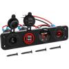imageGOOACC 4 in 1 ON Off Charger Socket Panel Dual USB Power Outlet LED Voltmeter Cigarette Lighter Lighted Rocker Toggle Switches for Truck Car Marine Boats RV Blue Switch 157BRed