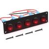 imageGOOACC 5 Gang 3 Pin Rocker Switch Panel 20A Waterproof On Off 12V Red Toggle Switch for Cars Trucks Boats 2 Years WarrantyRed