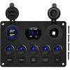 imageGOOACC MultiFunction 5 Gang Rocker Switch Dual USB Charger Digital Volmeter 12V Outlet PreWired Switch Panel Blue with Circuit Breakers for RV Car Boat Truck Trailer2 Years WarrantyBlue