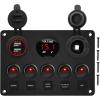 imageGOOACC MultiFunction 5 Gang Rocker Switch Dual USB Charger Digital Volmeter 12V Outlet PreWired Switch Panel Blue with Circuit Breakers for RV Car Boat Truck Trailer2 Years WarrantyRed