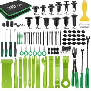 imageGOOACC 1315PCS Retainer Clips Interior Accessories  56 Most Popular Sizes Bumper Trim Body Clips with Fasteners Remover and 10Pcs Reusable Cable Ties for Toyota Nissan Ford BMW Chevy Honda SubaruGreen