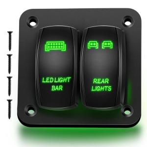 imageGOOACC 3 Gang Rocker Switch Panel Aluminum 5 Pin ON Off Toggle Switch Panel LED Light Bar Switch SPST 12V 24V Blue Switches for Marine Boats Cars ATVs UTVs2 Years WarrantyGreen