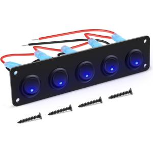 imageGOOACC 5 Gang 3 Pin Rocker Switch Panel 20A Waterproof On Off 12V Red Toggle Switch for Cars Trucks Boats 2 Years WarrantyBlue