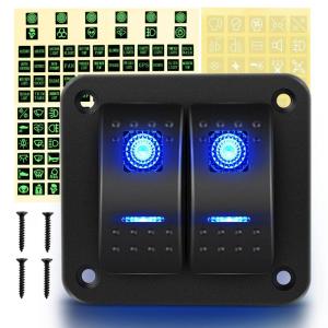 imageGOOACC 6 Gang Rocker Switch Panel 5Pin On Off Toggle Switch Aluminum Holder 12V 24V Dash PreWired Blue Backlit Switches for Automotive Cars Marine Boats RVs Truck 2 Years WarrantyBlue