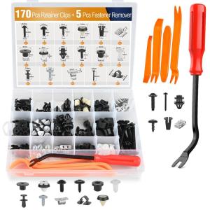 imageGOOACC 175Pcs Phillips Hex Head Sems ampamp PushType Retainers with Fastener Remover Car Plastic Rivets Push Retainer Kit  17 Most Universal Types for MazdaFor Skoda