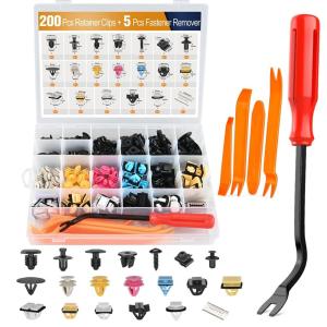imageGOOACC 175Pcs Phillips Hex Head Sems ampamp PushType Retainers with Fastener Remover Car Plastic Rivets Push Retainer Kit  17 Most Universal Types for MazdaFor Hyundai