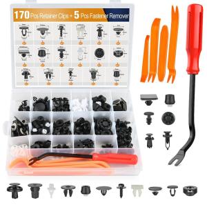 imageGOOACC 175Pcs Phillips Hex Head Sems ampamp PushType Retainers with Fastener Remover Car Plastic Rivets Push Retainer Kit  17 Most Universal Types for MazdaFor Toyota Lexus