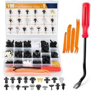 imageGOOACC 175Pcs Phillips Hex Head Sems ampamp PushType Retainers with Fastener Remover Car Plastic Rivets Push Retainer Kit  17 Most Universal Types for MazdaFor Subaru Honda Crosstrek