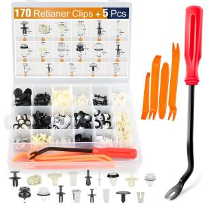 imageGOOACC 175Pcs Phillips Hex Head Sems ampamp PushType Retainers with Fastener Remover Car Plastic Rivets Push Retainer Kit  17 Most Universal Types for MazdaFor BMW Volkswagen Audi