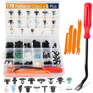 imageGOOACC 175Pcs Phillips Hex Head Sems ampamp PushType Retainers with Fastener Remover Car Plastic Rivets Push Retainer Kit  17 Most Universal Types for MazdaFor Honda Ford Lincoln