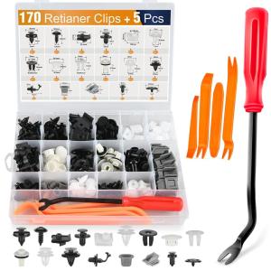 imageGOOACC 175Pcs Phillips Hex Head Sems ampamp PushType Retainers with Fastener Remover Car Plastic Rivets Push Retainer Kit  17 Most Universal Types for MazdaFor Nissan Mazda Subaru Infiniti