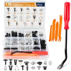 imageGOOACC 175Pcs Phillips Hex Head Sems ampamp PushType Retainers with Fastener Remover Car Plastic Rivets Push Retainer Kit  17 Most Universal Types for MazdaFor Audi Volkswagen BMW