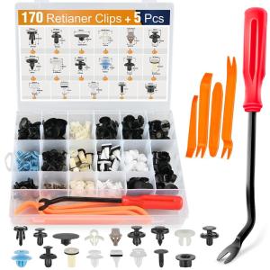 imageGOOACC 175Pcs Phillips Hex Head Sems ampamp PushType Retainers with Fastener Remover Car Plastic Rivets Push Retainer Kit  17 Most Universal Types for MazdaFor Mitsubishi Nissan Subaru Infiniti