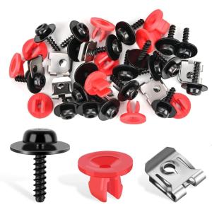 imageGOOACC GRC70 35PCS Engine Under Cover Splash Shield Guard Body Bolts Bumper Fender Liner Push Retainer Fastener Rivet Clips  black10 Sets Screws
