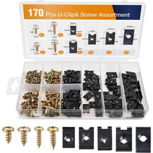 imageGOOACC GRC70 35PCS Engine Under Cover Splash Shield Guard Body Bolts Bumper Fender Liner Push Retainer Fastener Rivet Clips  black170Pcs UClip and Screw