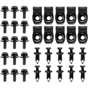 imageGOOACC GRC70 35PCS Engine Under Cover Splash Shield Guard Body Bolts Bumper Fender Liner Push Retainer Fastener Rivet Clips  black35PCS Extruded Unuts