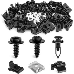 imageGOOACC GRC70 35PCS Engine Under Cover Splash Shield Guard Body Bolts Bumper Fender Liner Push Retainer Fastener Rivet Clips  black60PCS Rear Bumper Cover